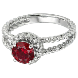 Natural Earth Mined Diamond ( Not Lab Grown )  Ring Ruby and Diamonds 2 Carats White Gold 14K Jewelry