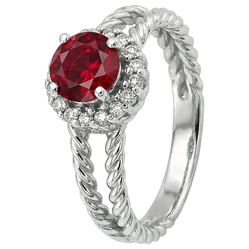 Natural Earth Mined Diamond ( Not Lab Grown )  Ring Ruby and Diamonds 2 Carats White Gold 14K Jewelry