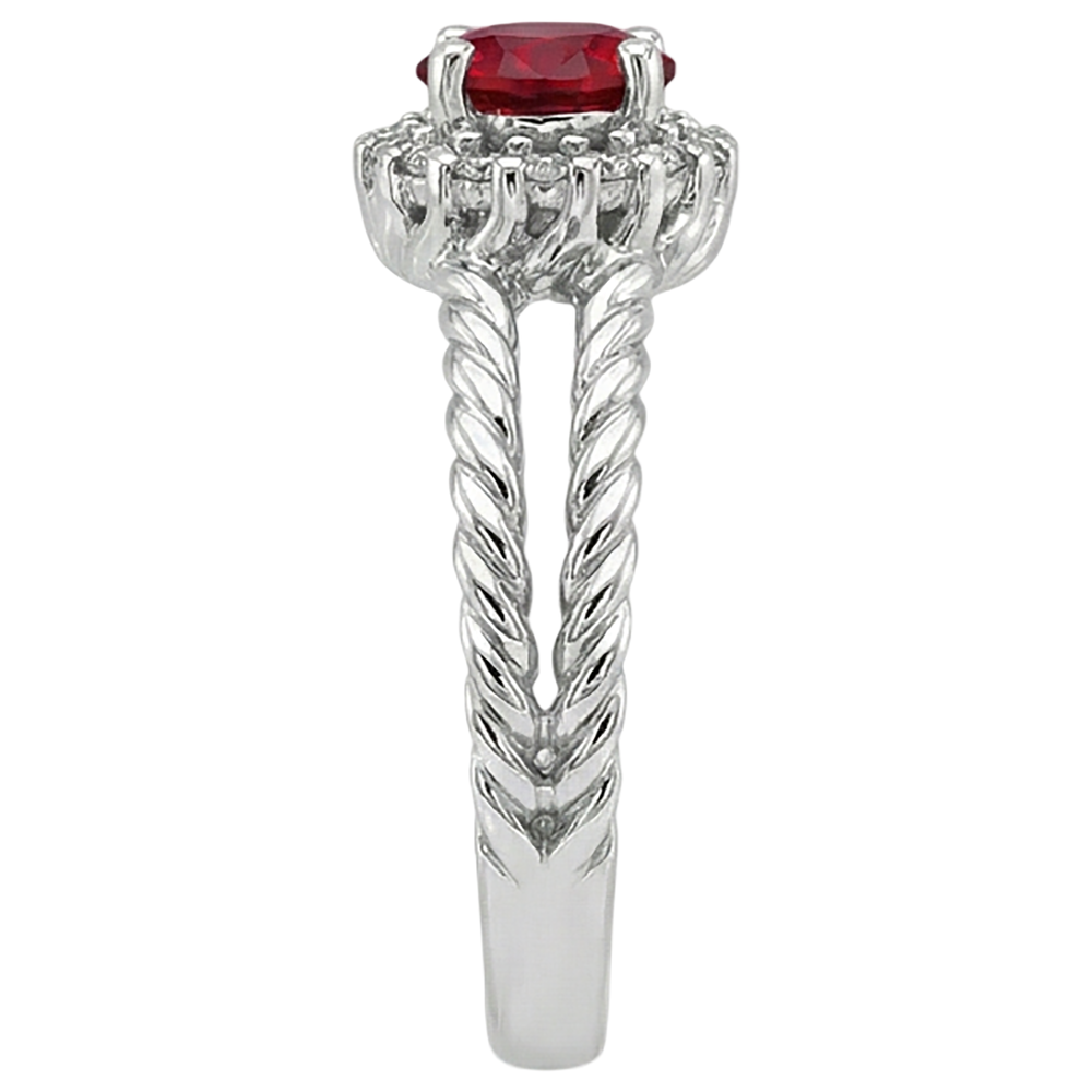 Natural Earth Mined Diamond ( Not Lab Grown )  Ring Ruby and Diamonds 2 Carats White Gold 14K Jewelry