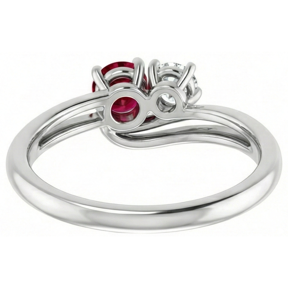 natural round ruby 1.50ct ring top view