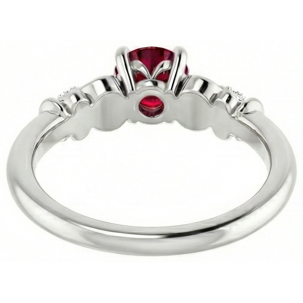 Natural Earth Mined Diamond ( Not Lab Grown ) Round Ruby Fancy Ring 1.40 Carats White Gold 14K