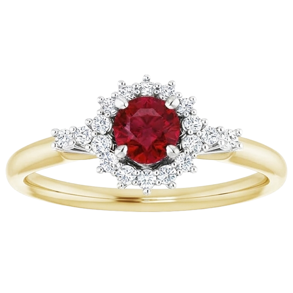 natural round ruby 1.50ct ring profile view