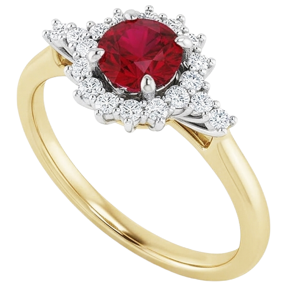 natural round ruby 1.50ct ring on white background