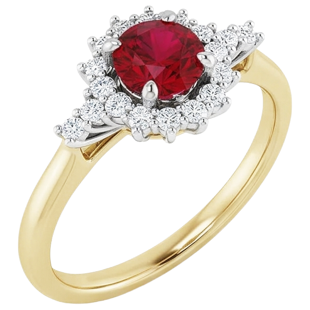 natural round ruby 1.50ct ring with diamond accents