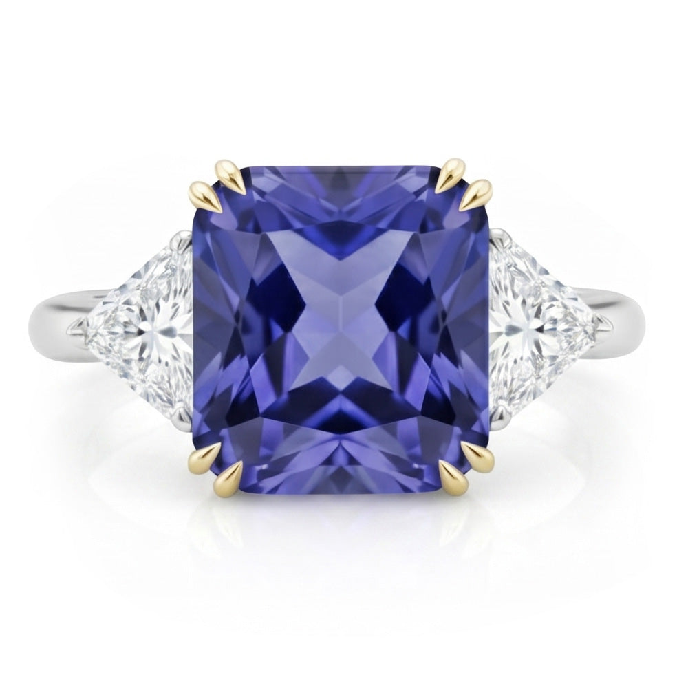Natural Earth Mined Diamond ( Not Lab Grown )  Sapphire 7 Carat Engagement Ring