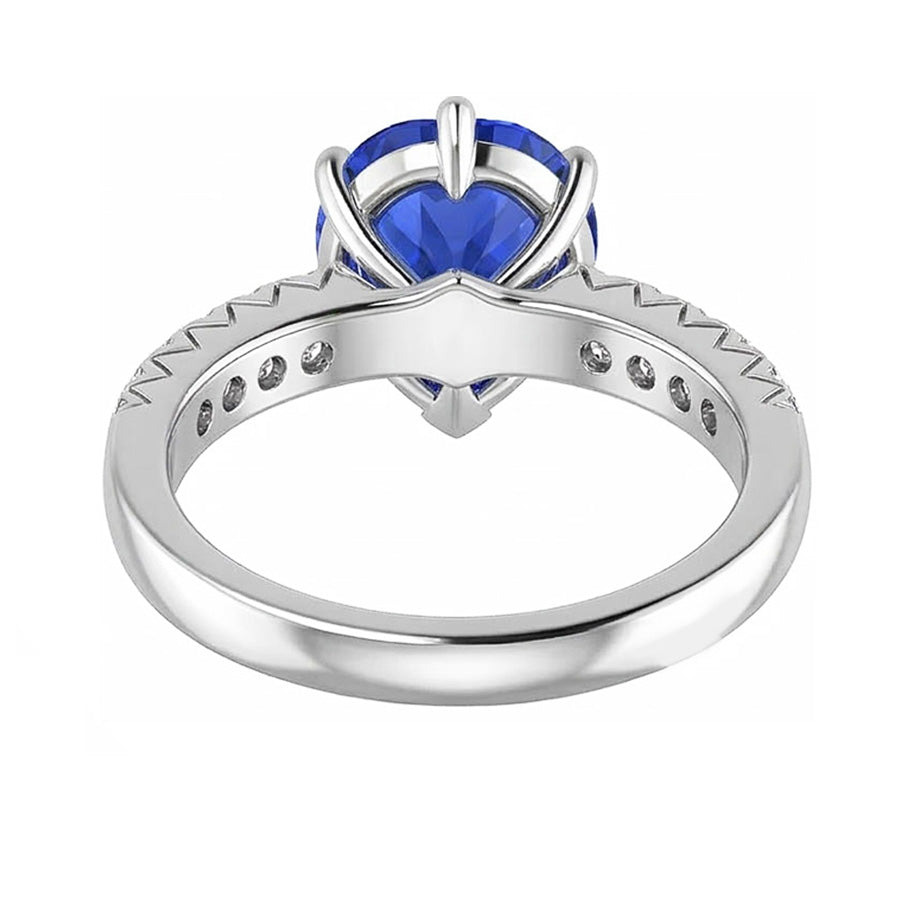 Natural Earth Mined Diamond ( Not Lab Grown ) Sapphire Engagement Ring 4 Carats Prong Set White Gold 14K