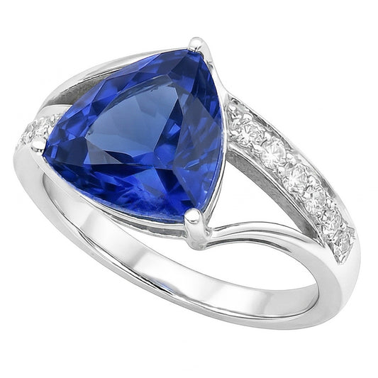 Natural Earth Mined Diamond ( Not Lab Grown ) Sapphire Gemstone Ring 2 Carats Split Shank Gold Women Jewelry