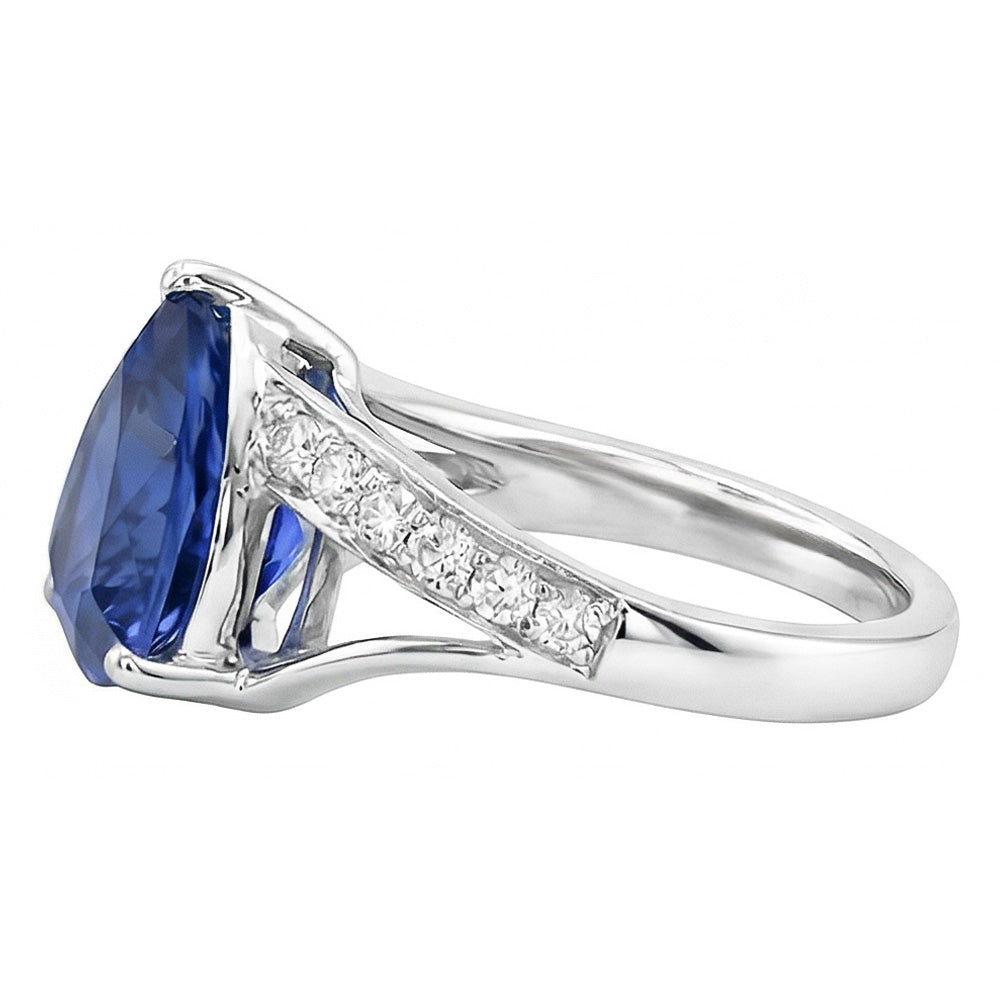 Natural Earth Mined Diamond ( Not Lab Grown ) Sapphire Gemstone Ring 2 Carats Split Shank Gold Women Jewelry