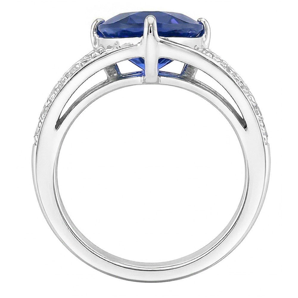 Natural Earth Mined Diamond ( Not Lab Grown ) Sapphire Gemstone Ring 2 Carats Split Shank Gold Women Jewelry