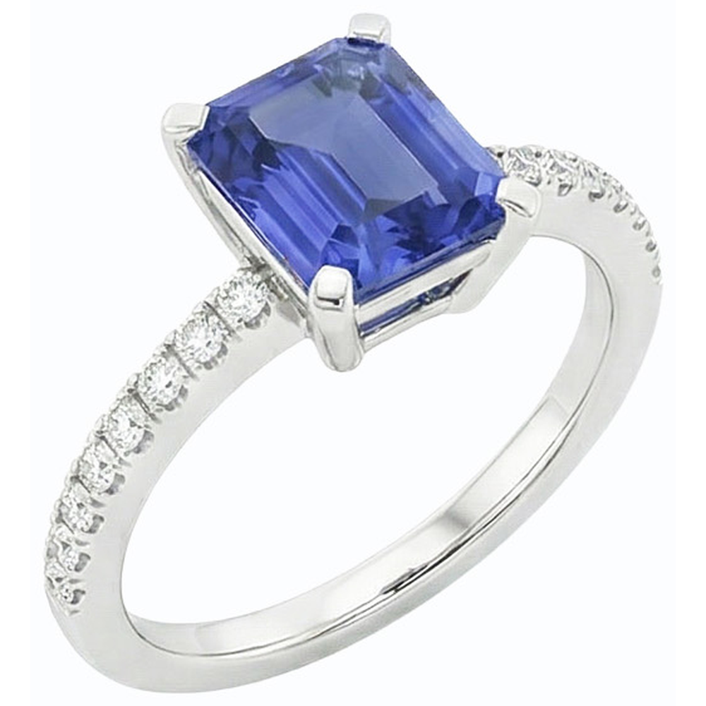Natural Earth Mined Diamond ( Not Lab Grown ) Solitaire Emerald Light Blue Sapphire Engagement Ring 3 Carats