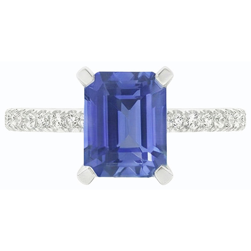 Natural Earth Mined Diamond ( Not Lab Grown ) Solitaire Emerald Light Blue Sapphire Engagement Ring 3 Carats
