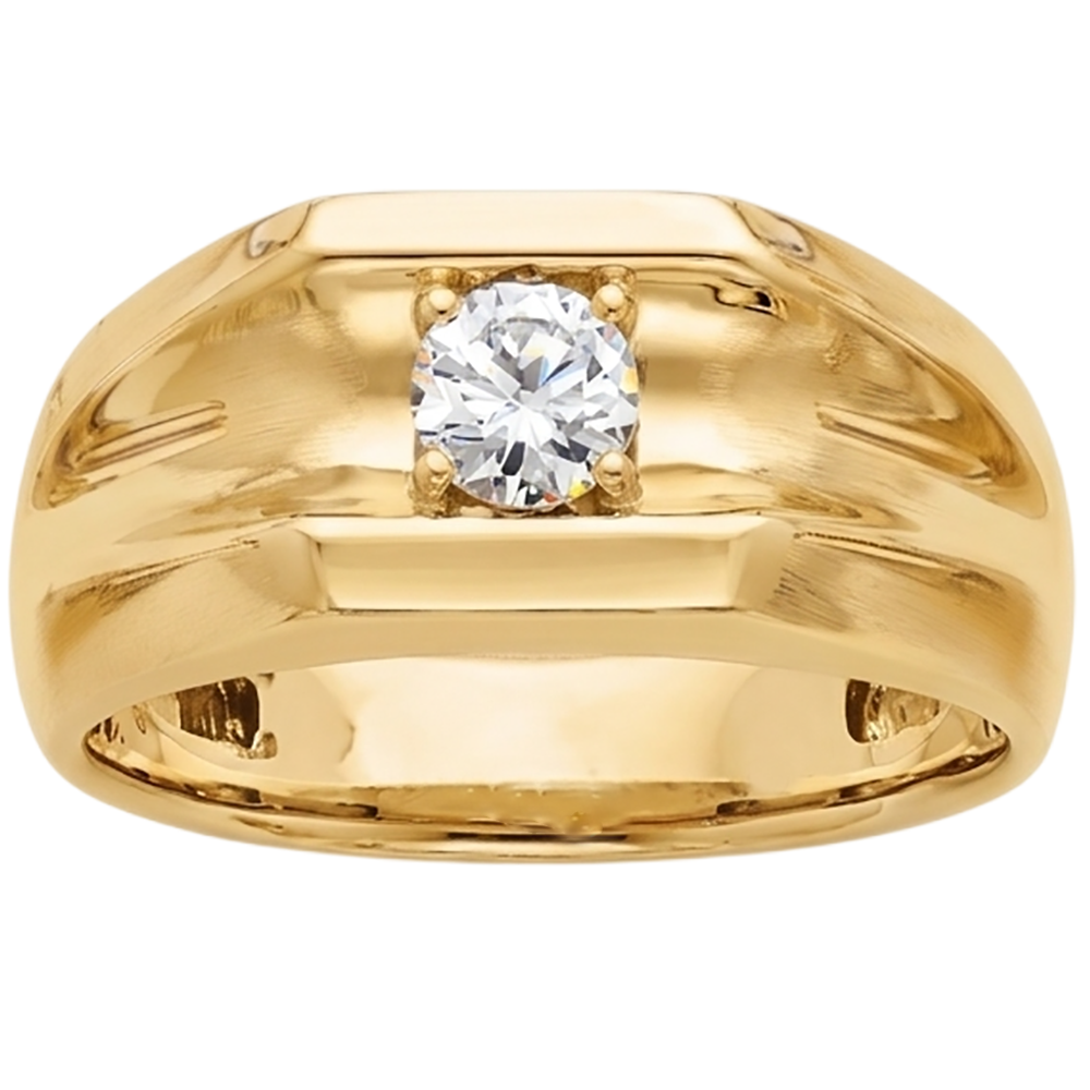 Natural Earth Mined Diamond ( Not Lab Grown )  Solitaire Engagement Men's Ring 0.50 Carats Yellow Gold 14K