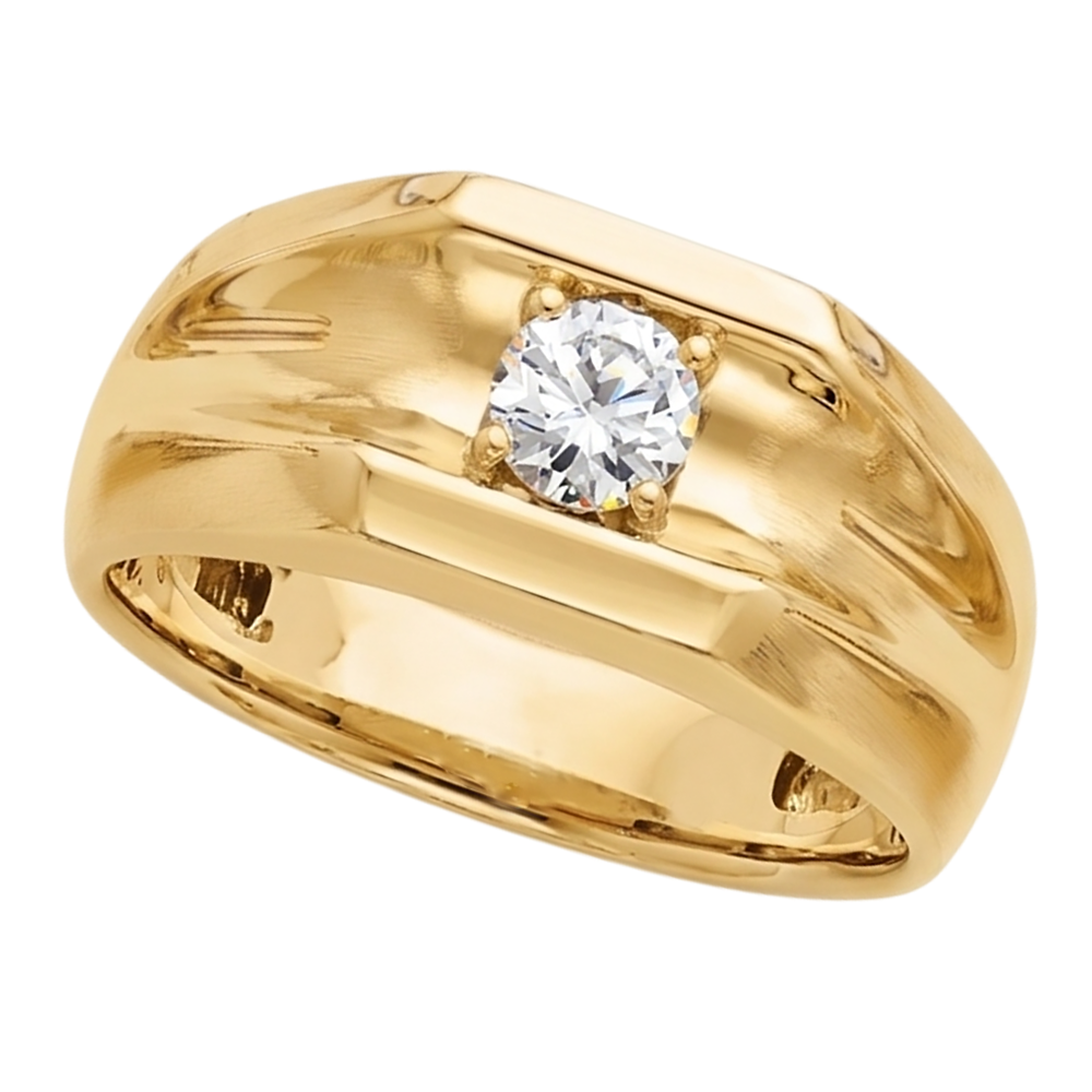 Natural Earth Mined Diamond ( Not Lab Grown )  Solitaire Engagement Men's Ring 0.50 Carats Yellow Gold 14K