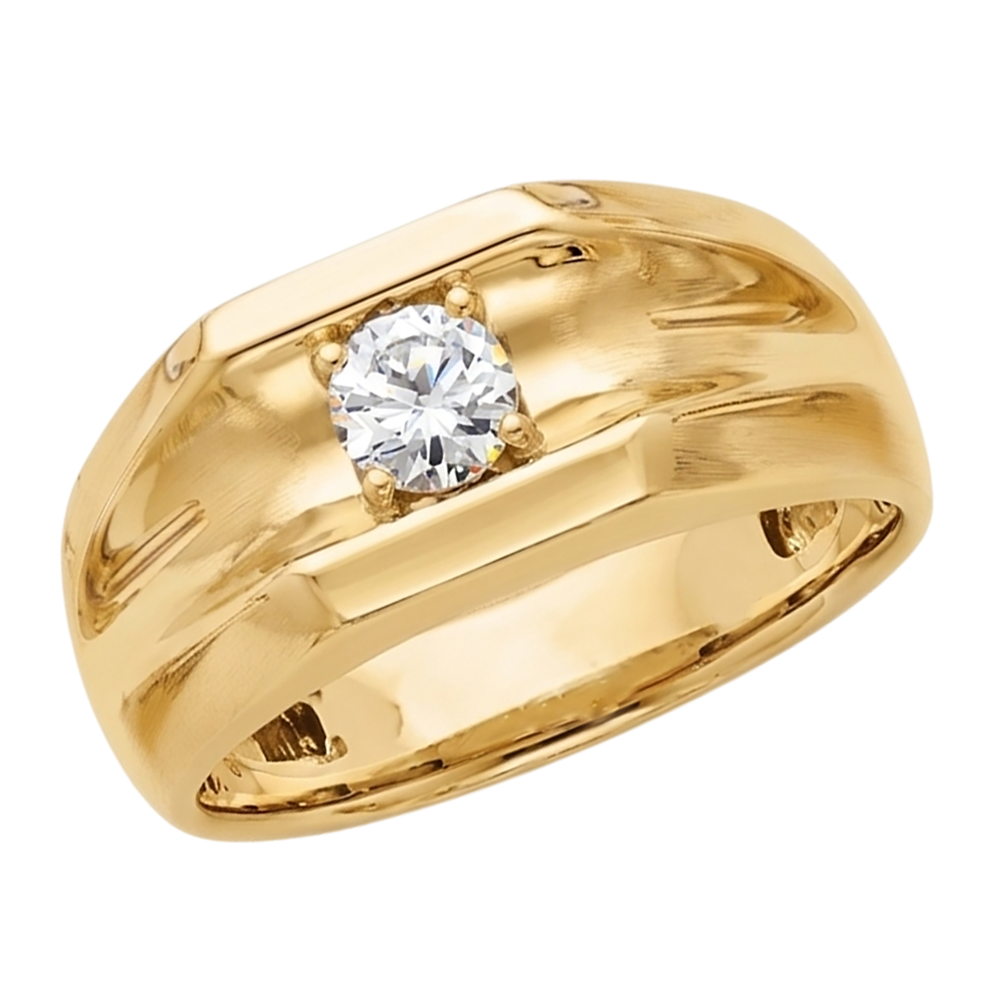 Natural Earth Mined Diamond ( Not Lab Grown )  Solitaire Engagement Men's Ring 0.50 Carats Yellow Gold 14K
