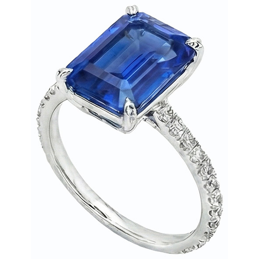 natural emerald sapphire 4.50ct ring front view