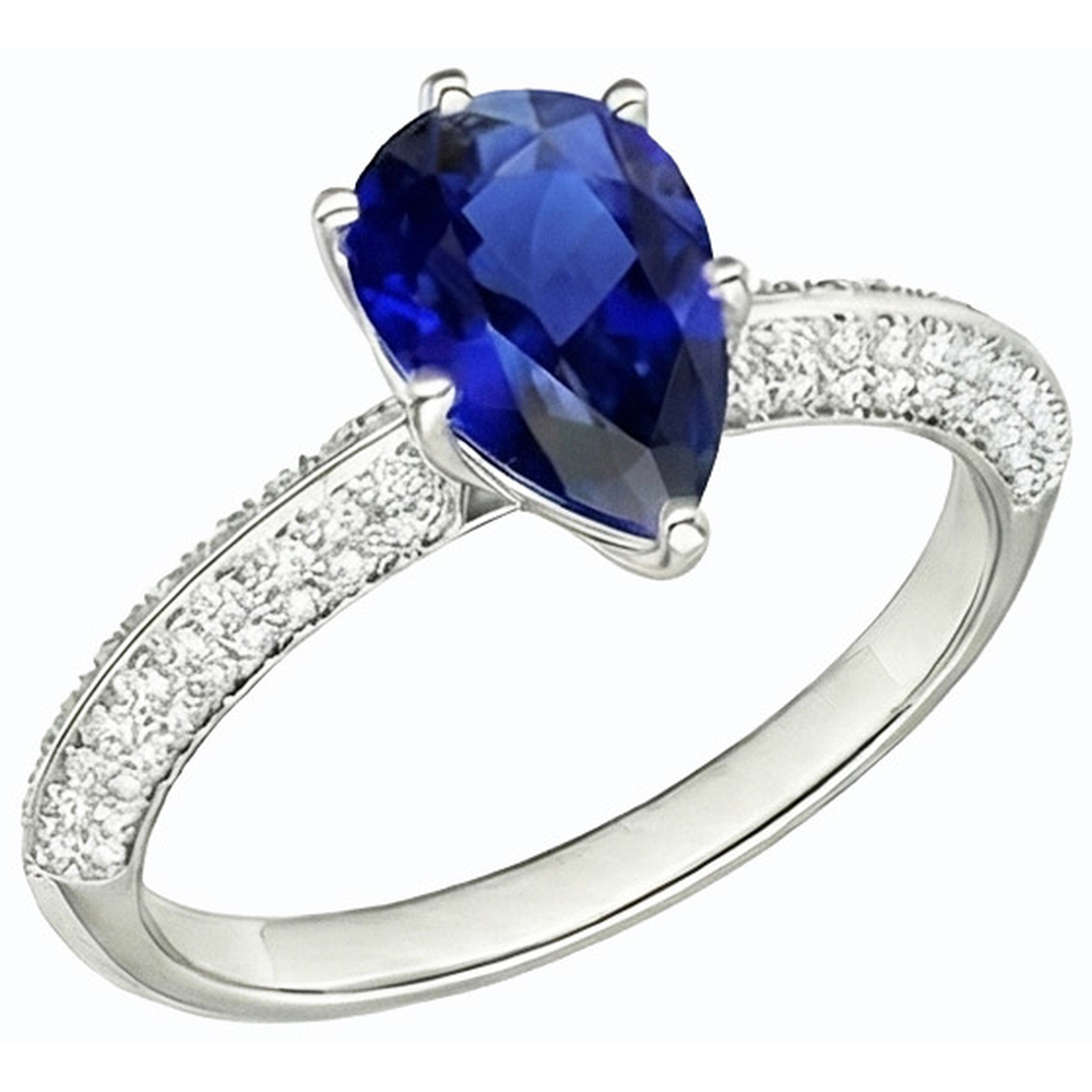 natural round sapphire 3ct ring front view