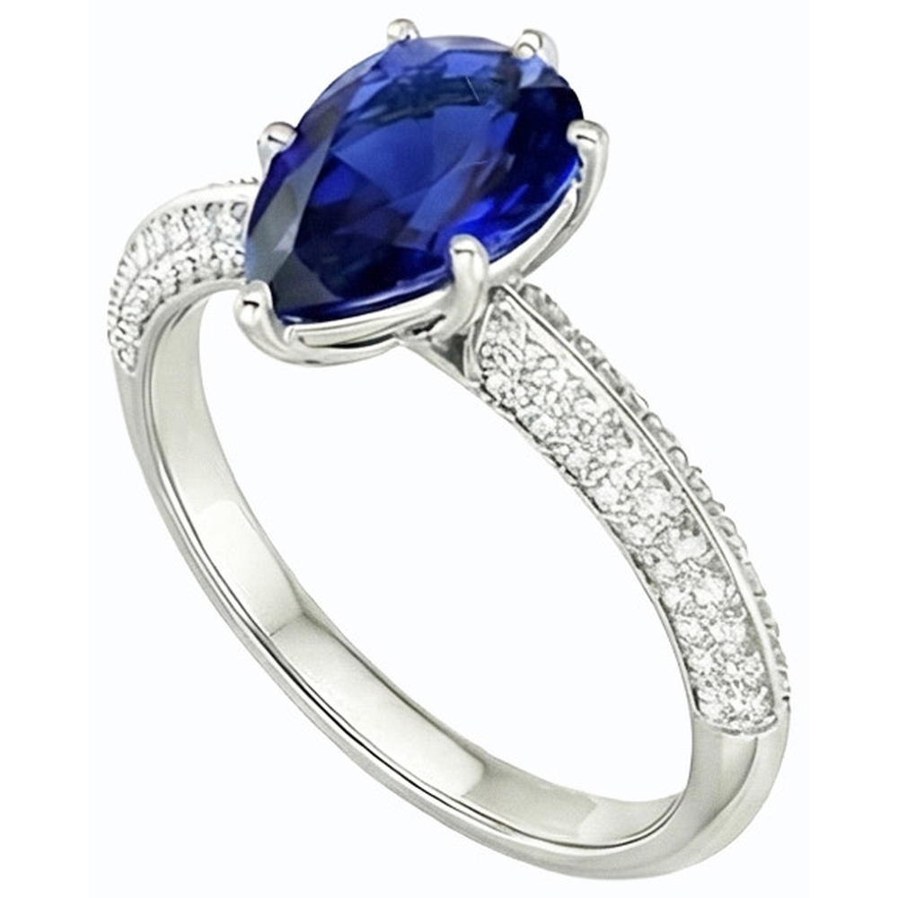 natural round sapphire 3ct ring side angle