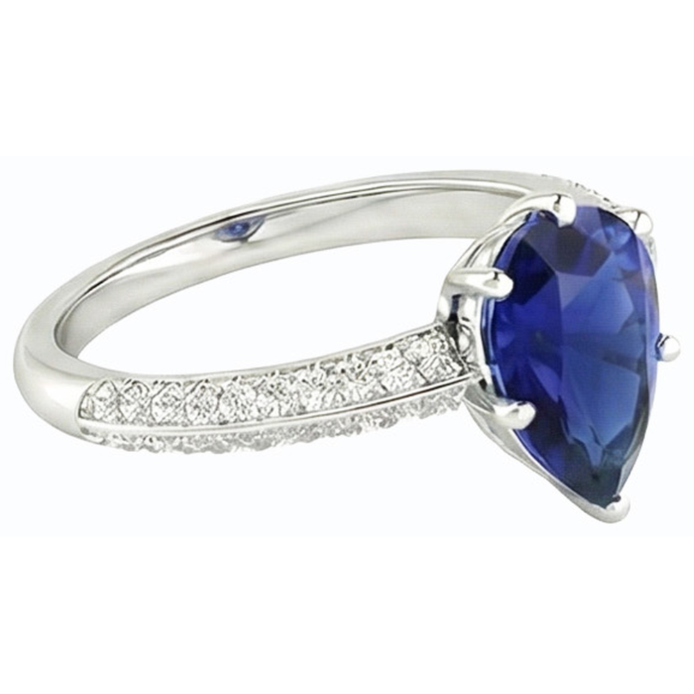 natural round sapphire 3ct ring top view