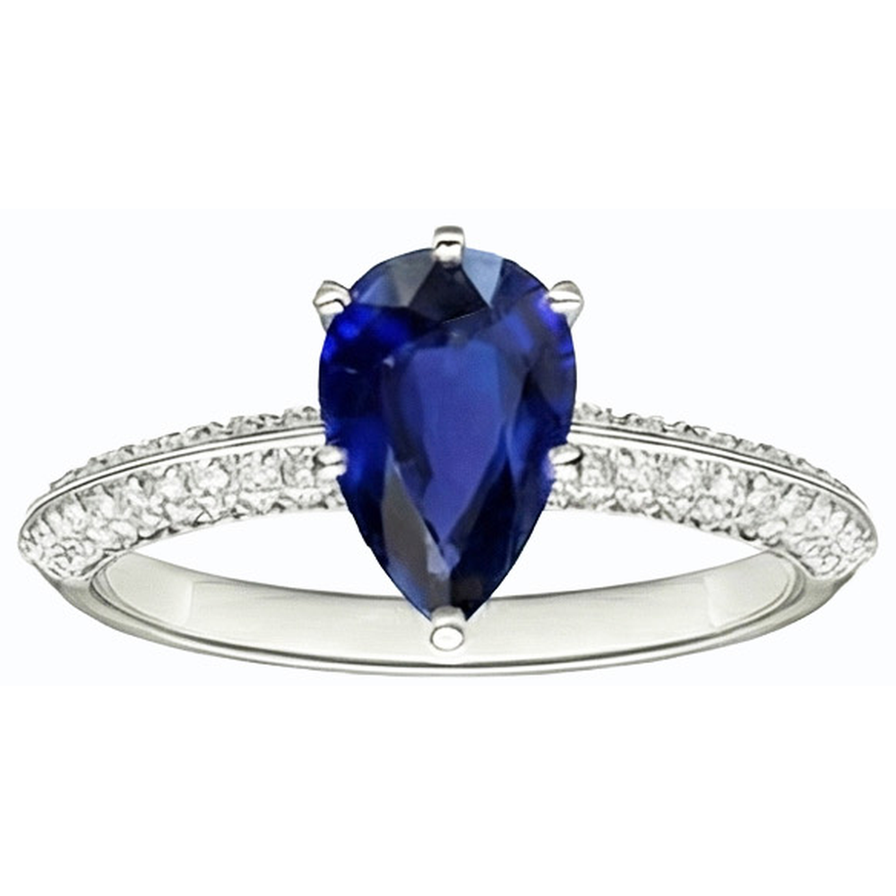 natural round sapphire 3ct ring profile view