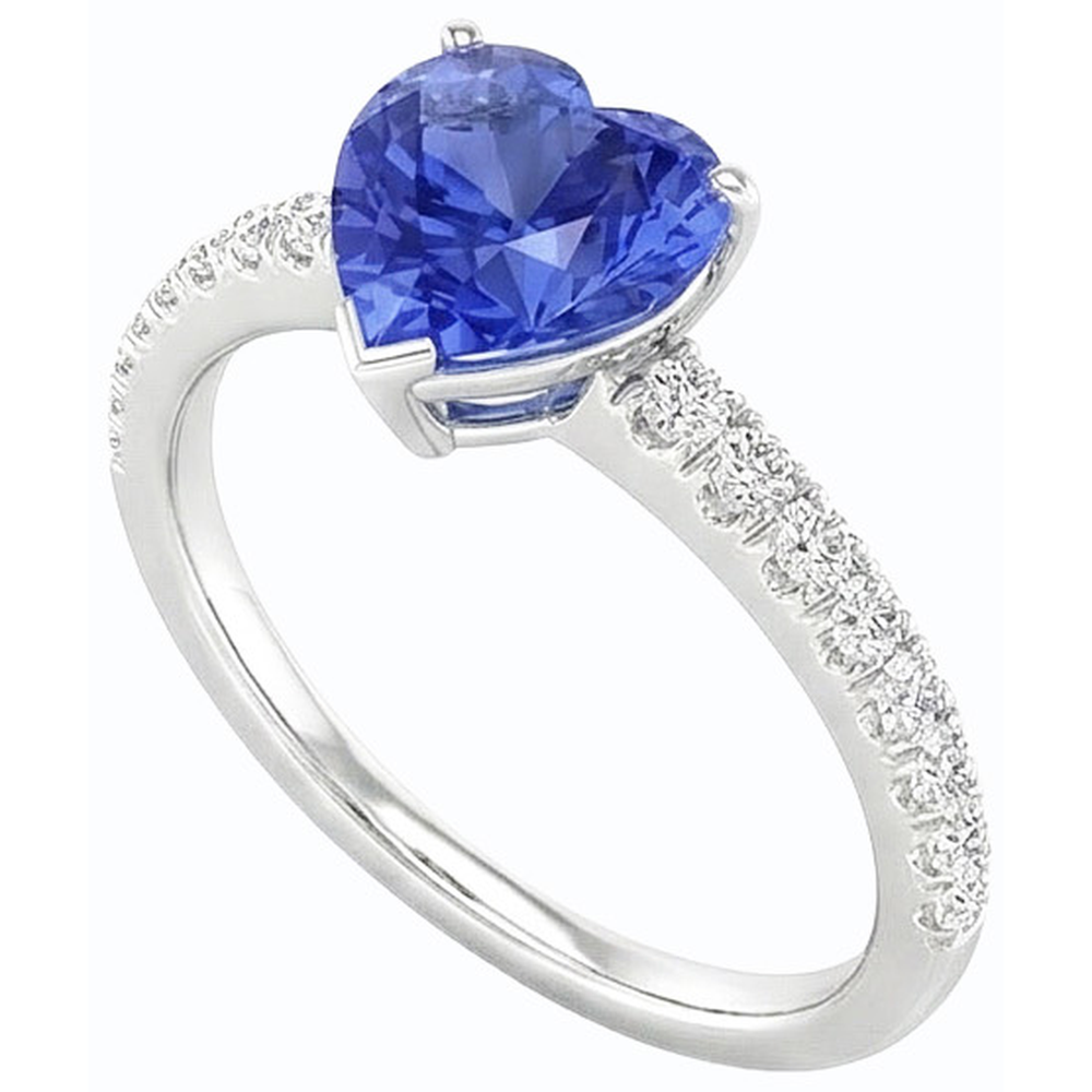 natural round sapphire 3ct ring front view
