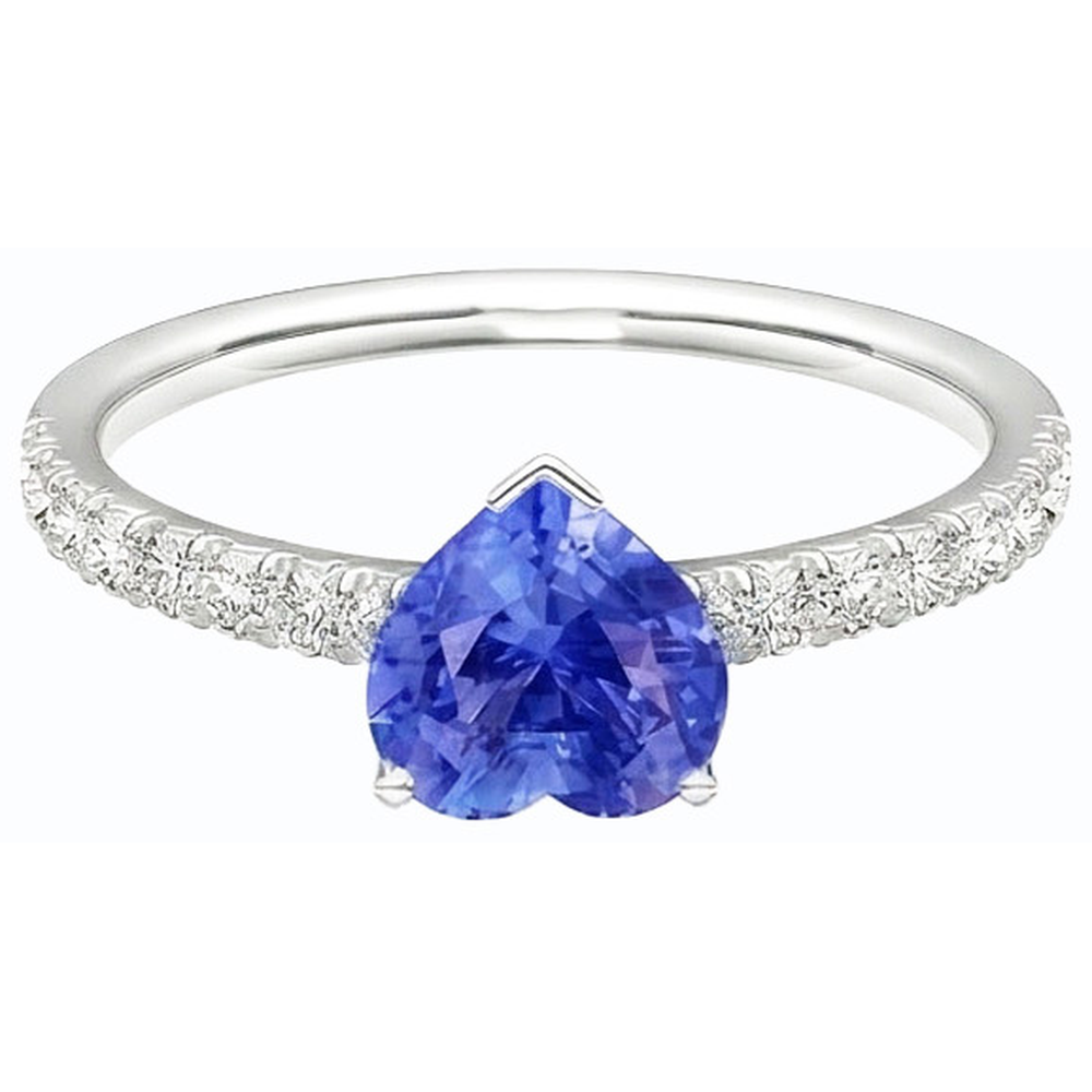 natural round sapphire 3ct ring top view