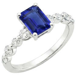 Natural Earth Mined Diamond ( Not Lab Grown ) Solitaire Ring with Accents Emerald Blue Sapphire 4.50 Carats