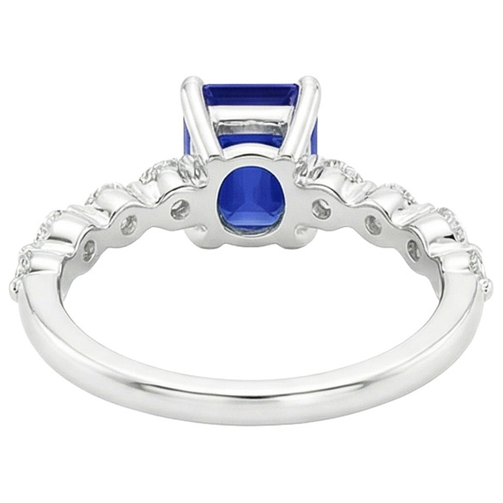 Natural Earth Mined Diamond ( Not Lab Grown ) Solitaire Ring with Accents Emerald Blue Sapphire 4.50 Carats