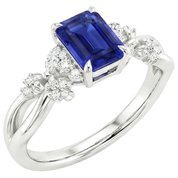 Natural Sapphire Ring 4ct - White Gold 14K