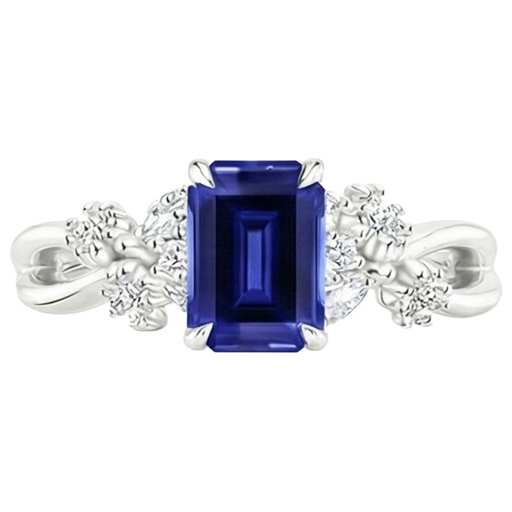 natural emerald sapphire 4ct ring on white background