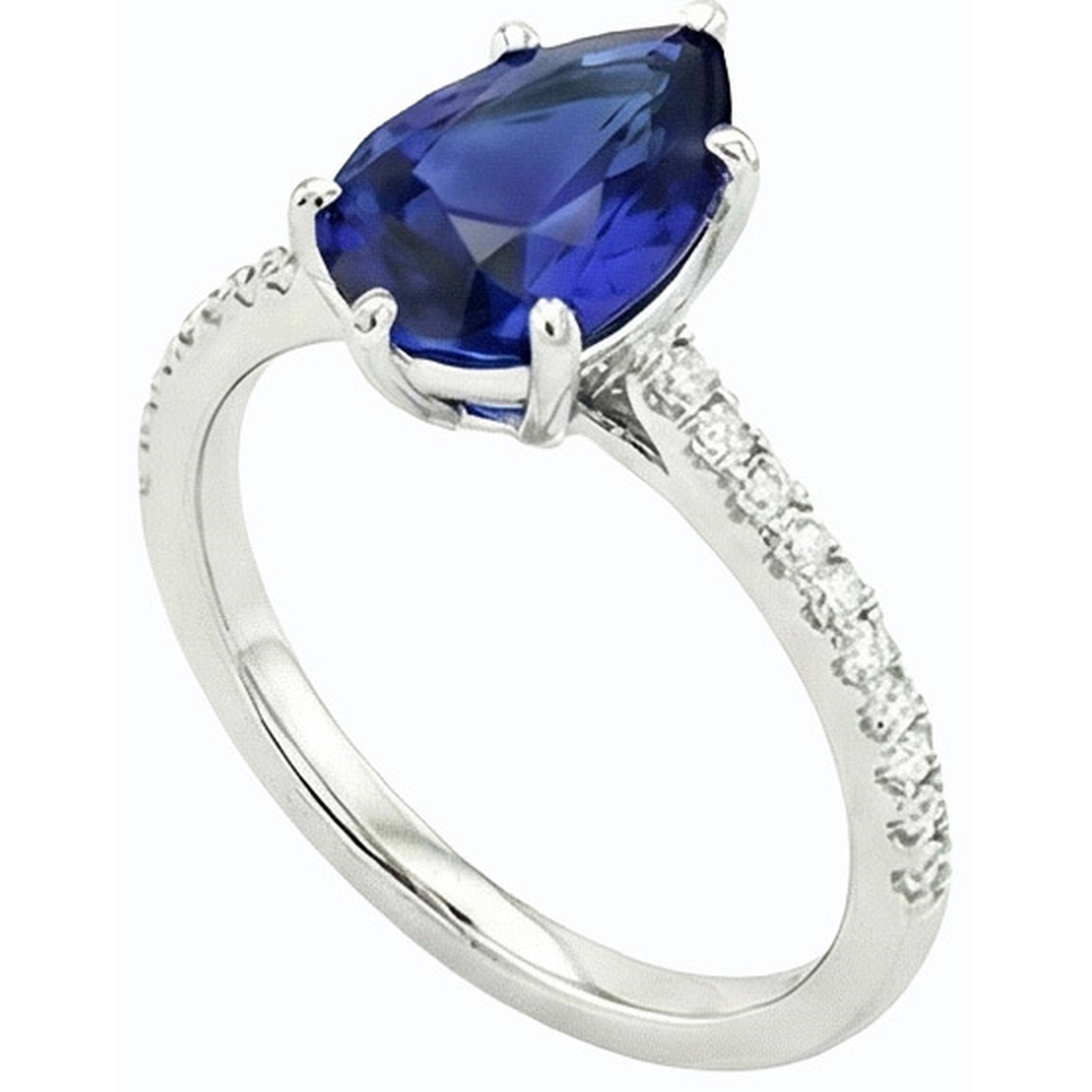 natural round sapphire 3.50ct ring side angle