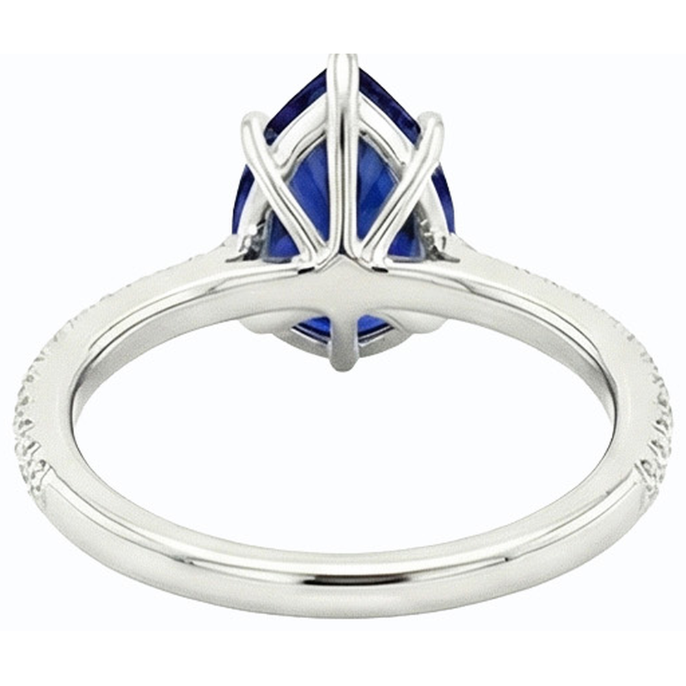 natural round sapphire 3.50ct ring top view