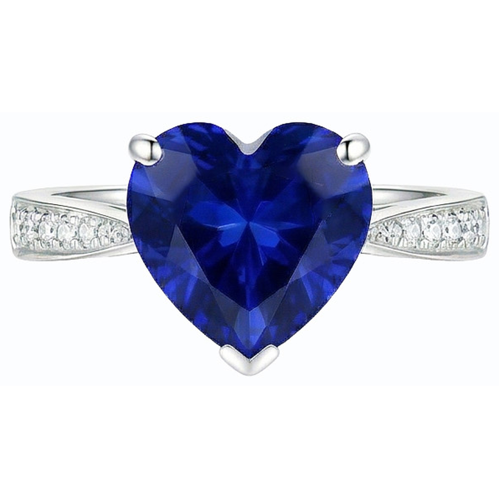 natural round sapphire 3.50ct ring profile view