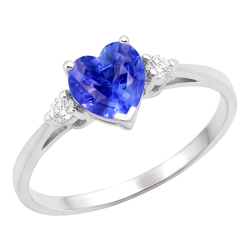 Natural Earth Mined Diamond ( Not Lab Grown ) Three Stone Sri Lankan Sapphire Ring 1.75 Carats