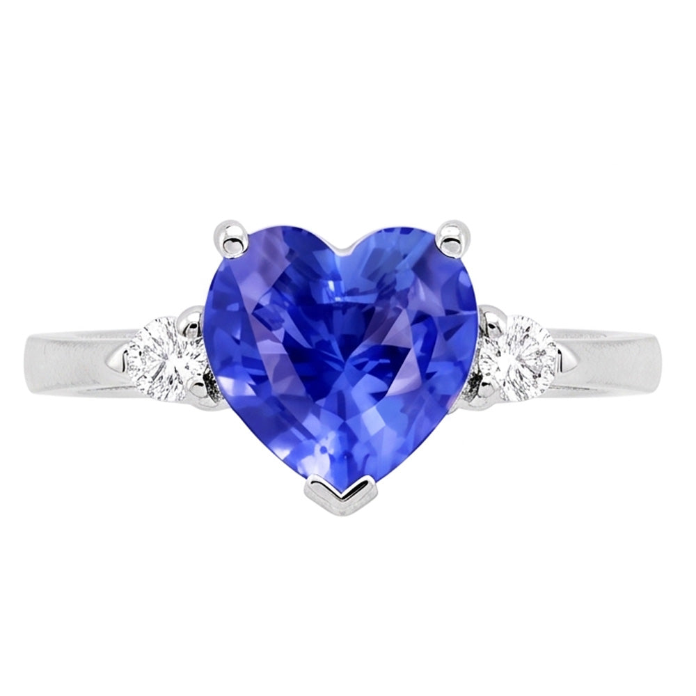 Natural Earth Mined Diamond ( Not Lab Grown ) Three Stone Sri Lankan Sapphire Ring 1.75 Carats