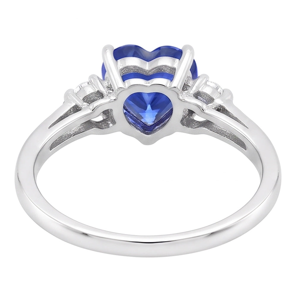 Natural Earth Mined Diamond ( Not Lab Grown ) Three Stone Sri Lankan Sapphire Ring 1.75 Carats