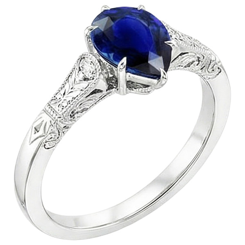 natural round sapphire 3.25ct ring side angle