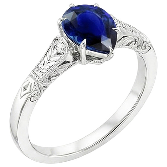 natural round sapphire 3.25ct ring side angle