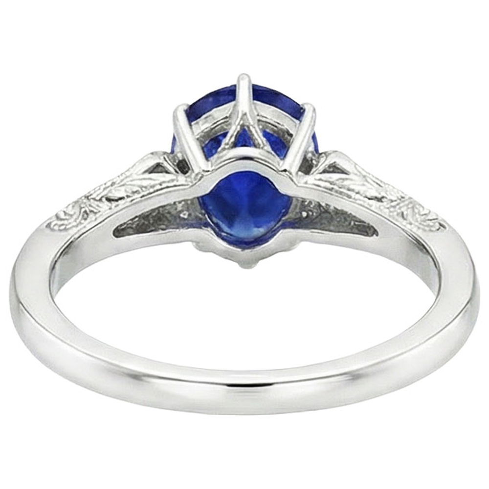 natural round sapphire 3.25ct ring top view