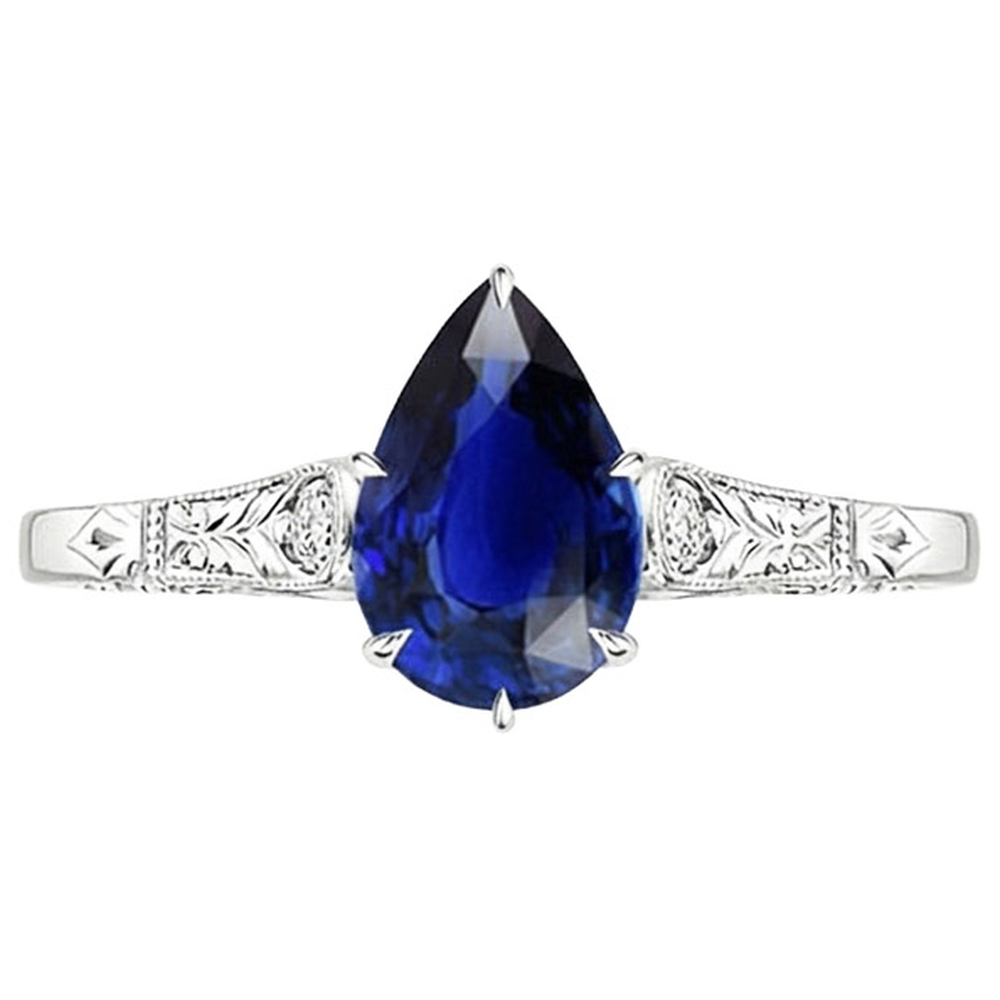 natural round sapphire 3.25ct ring profile view