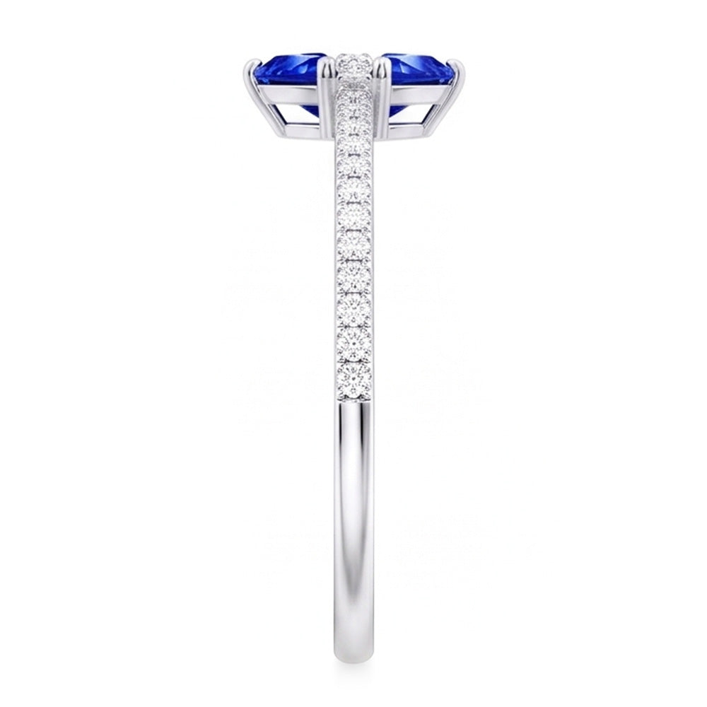 Natural Earth Mined Diamond ( Not Lab Grown ) Trillion Blue Sapphire Ring Accented Jewelry 1.50 Carats
