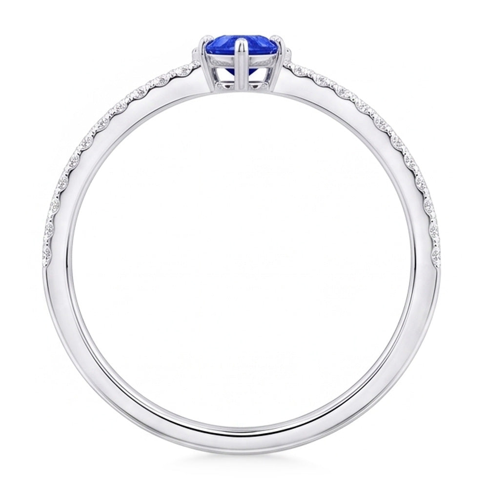 Natural Earth Mined Diamond ( Not Lab Grown ) Trillion Blue Sapphire Ring Accented Jewelry 1.50 Carats