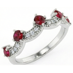 Natural Ruby Eternity Band 1.74ct - White Gold 14K