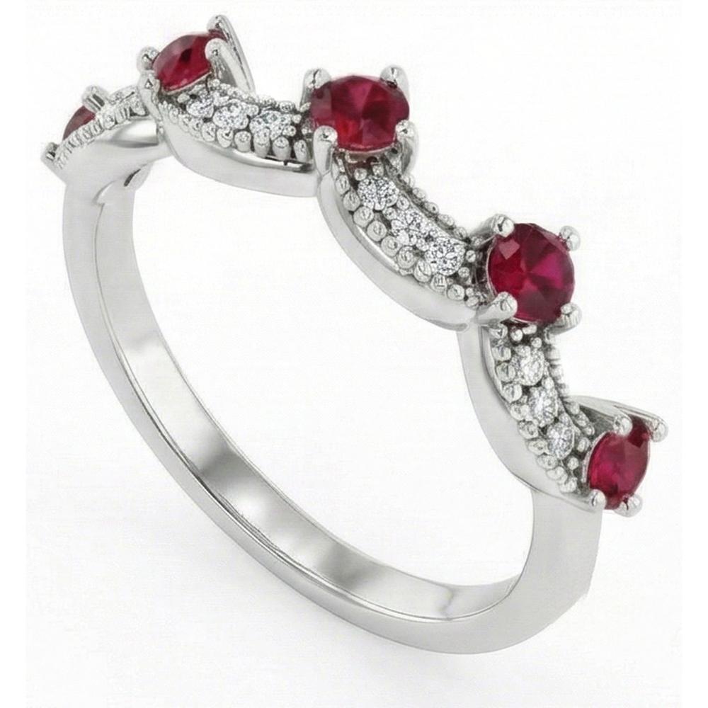 natural round ruby 1.74ct band close up detail