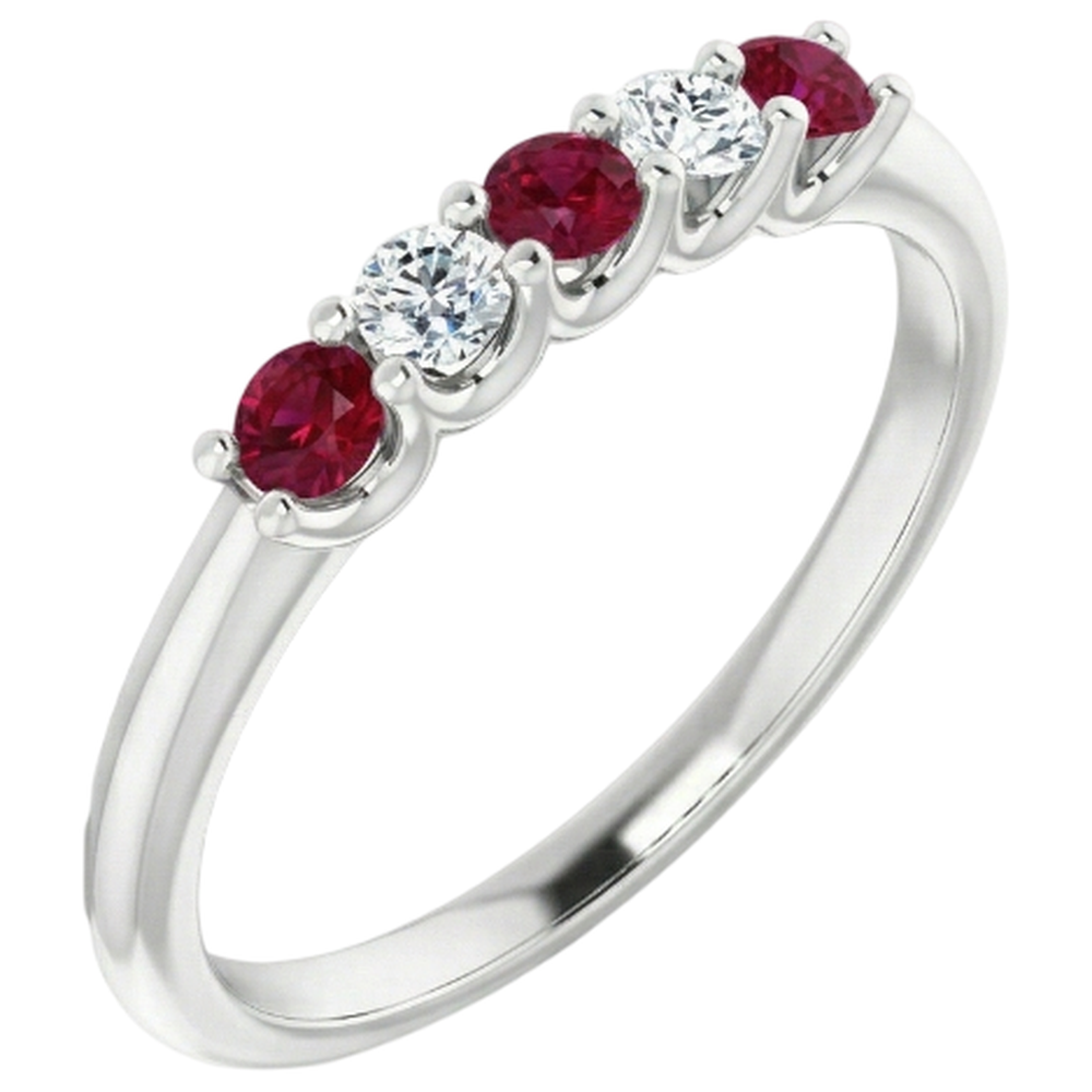 natural round ruby 1ct band front view