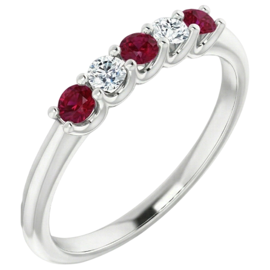 natural round ruby 1ct band front view