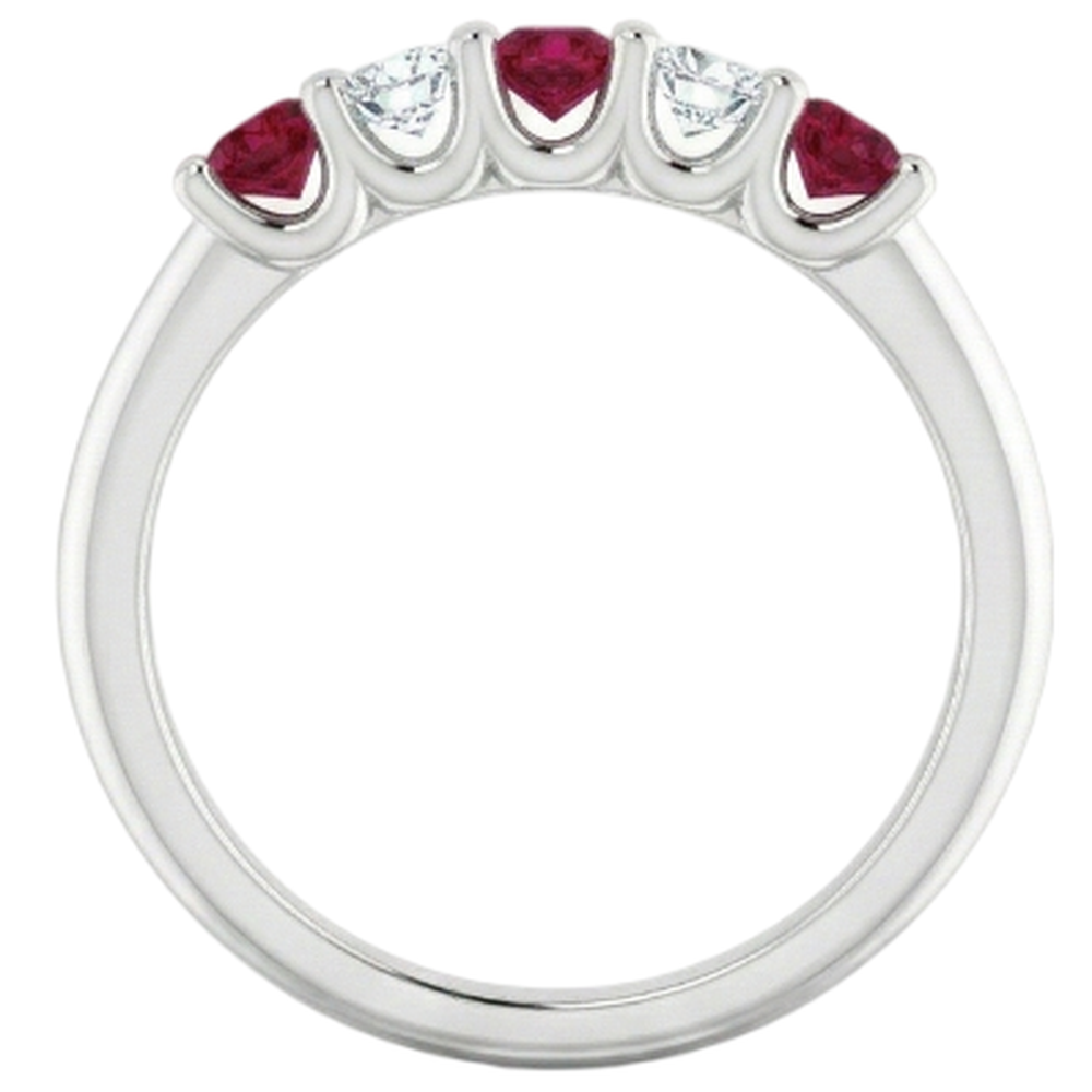 natural round ruby 1ct band on white background