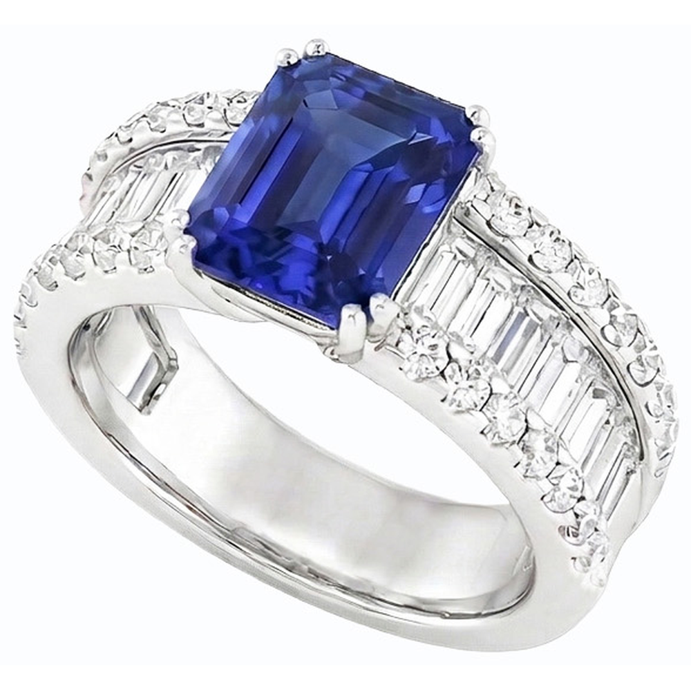 natural emerald sapphire 3ct ring side angle