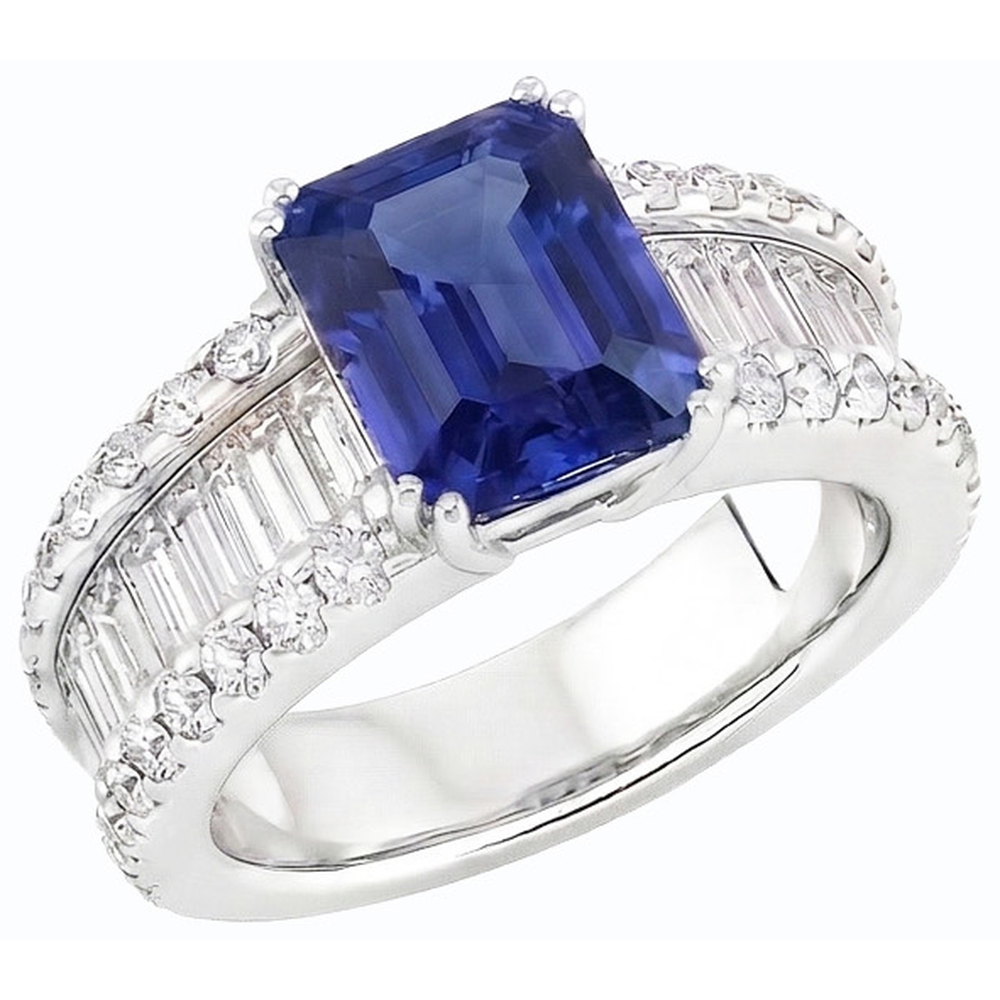 natural emerald sapphire 3ct ring top view