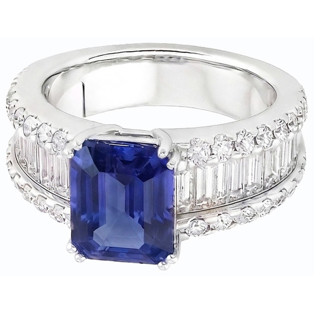 natural emerald sapphire 3ct ring close up detail