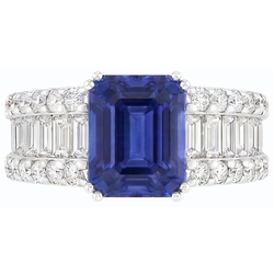 Natural Sapphire Ring 3ct - White Gold 14K
